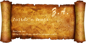 Zoltán Anett névjegykártya